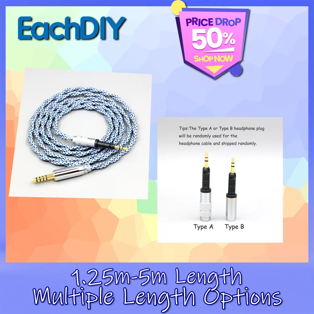 

99% Pure Silver Earphone Cable Mix Graphene OCC Shielding For Sennheiser DJ HD595 HD6 HD7 HD8 MIX LN008670