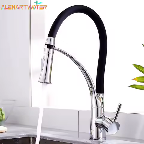 Kitchen Faucet Swivel Pull Down Black Hose Kitchen Sink Faucet Sink Tap Mounted Deck Bathroom Hot And Cold Water Mixer Crane