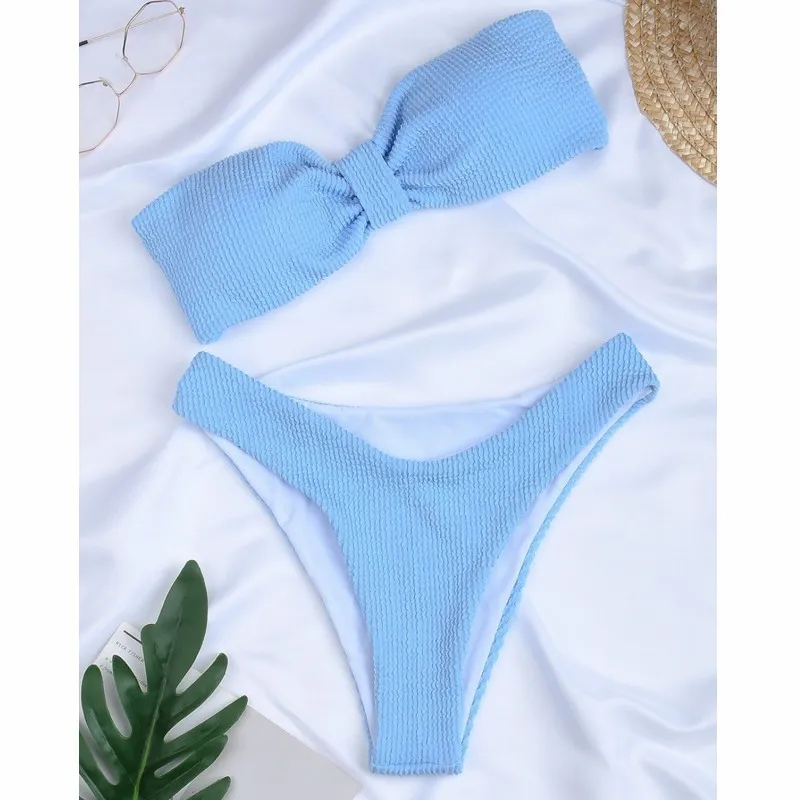 NewbikiniTwo-Piece Swimsuit Sexy Solid Color Strapless Bikini
