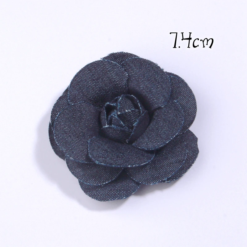 5Pcs Denim Fabric Artificial Flower Clothes Hats Dress Decoration Handmade Headdress Craft Decor DIY Hair Accessories Supplies