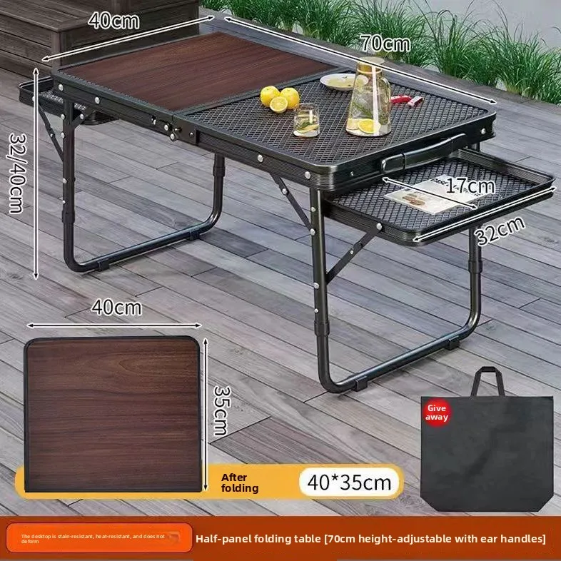 Outdoor Folding Mesh Table Portable Aluminum Alloy Camping Table Lightweight Picnic  Capacity Waterproof for Beach BBQ Garden