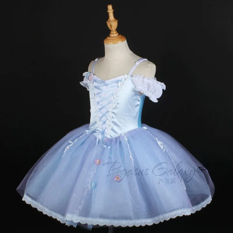 발레 스완 댄스 스커트 어린이용 신상 럭셔리 3D 플로럴 발레 튜튜 댄스웨어 소녀 우아한 발레 대회 댄스 스커트