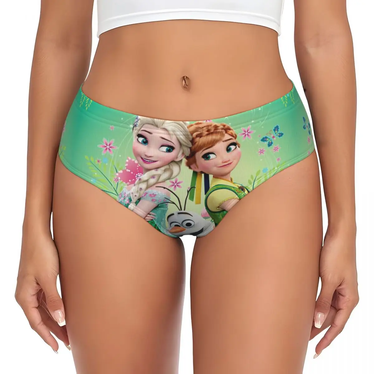 Mutandine elasticizzate traspiranti da donna personalizzate Anna Elsa Princess Frozen Briefs