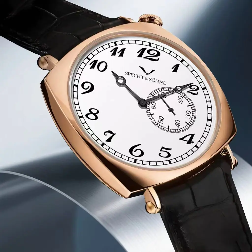 Specht & Söhne New 38mm Vintage Watch For Men Rose Gold Sapphire Crystal Genuine Leather Automatic Wristwatch 5ATM Waterproof