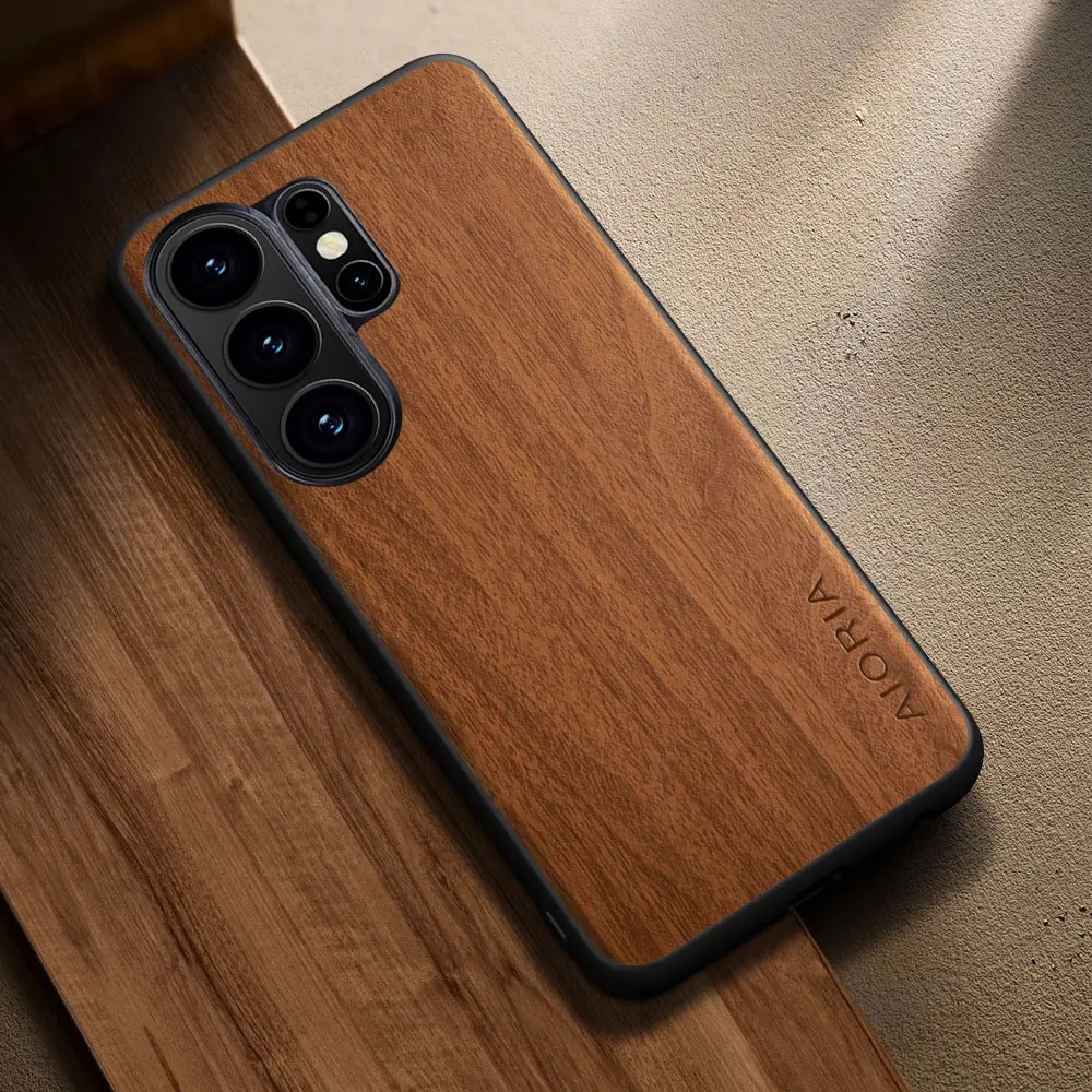 Für Samsung Galaxy S26 S25 S24 S23 S22 S21 Ultra Plus Fe Edge Hülle Coque Stilvolle Premium Holzmuster PU-Leder Handyhülle – Detail 3