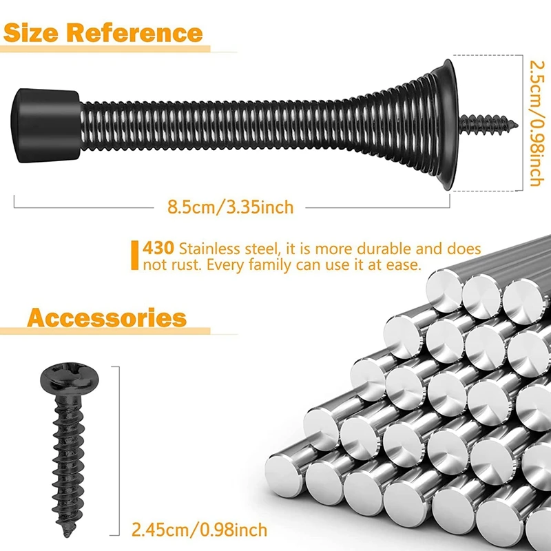 6 قطع من واقي الحائط لسدادة الباب الربيعي، سدادة الباب لأسفل الباب مع أطراف ممتصة للصدمات مطاطية للحماية