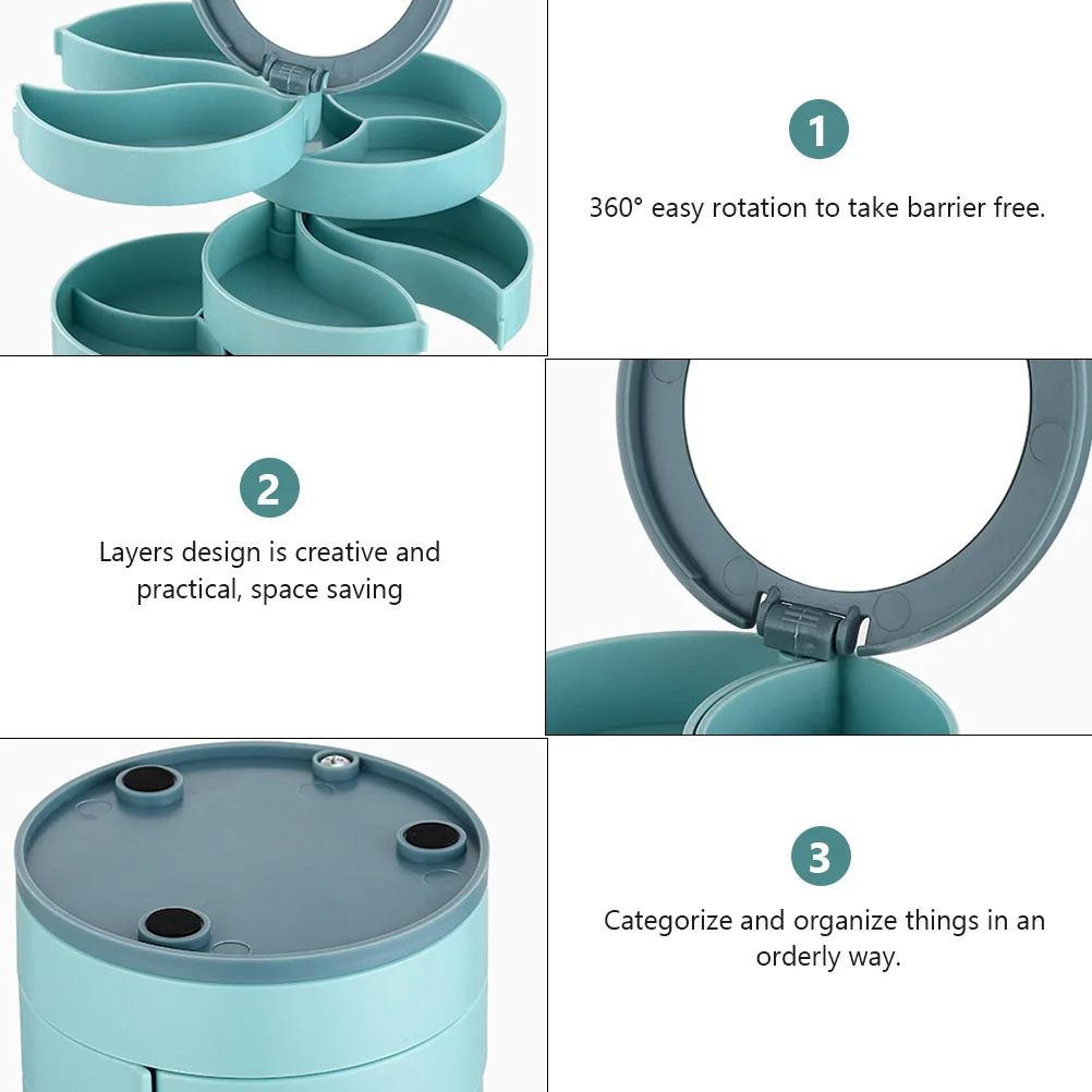 Jewelry Box Multilayer Rotating Organizer 360° Turntable Dustproof Storage For Necklace Earring Ring Bracelet Jewelry Case