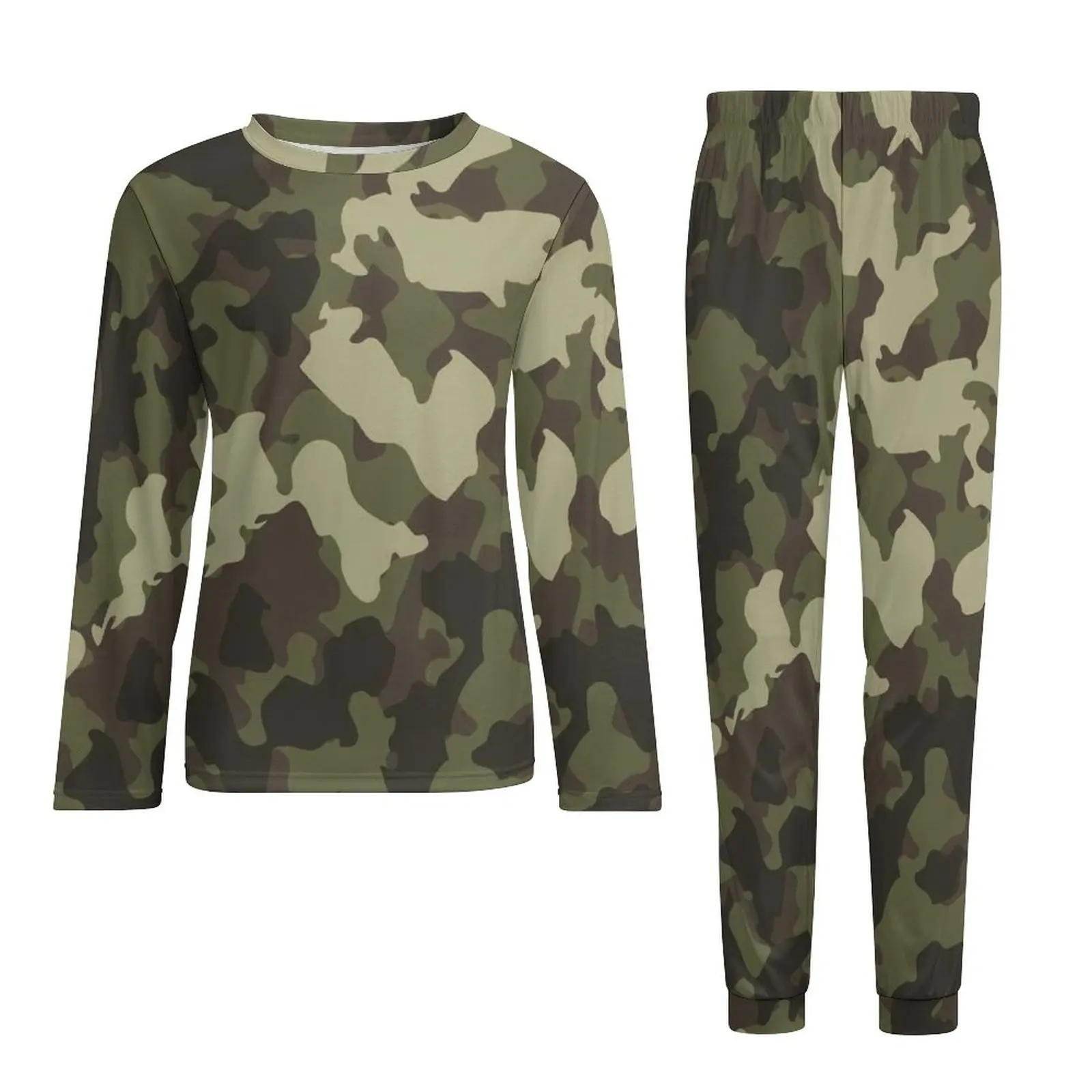 Army Camo Pajamas Spring Cool Camouflage Aesthetic Nightwear Men Two Piece Design Long Sleeves Cool Oversize Pajama Sets