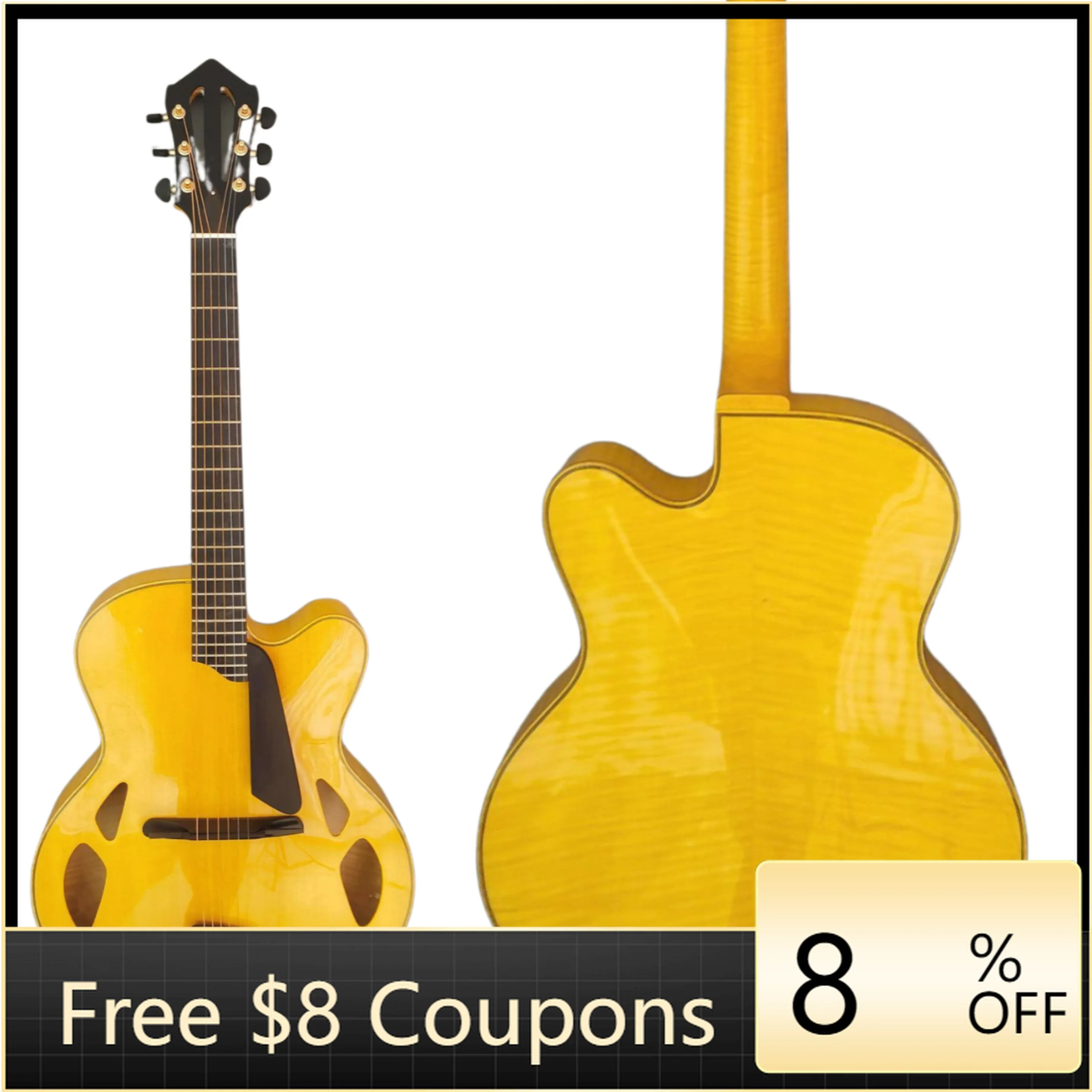 

STLF Yunzhi Acoustic Guitar Hollow Body Guitar Cheap Stock Good Solid Maple Carved Handcrafted Archtop Jazz Guitar