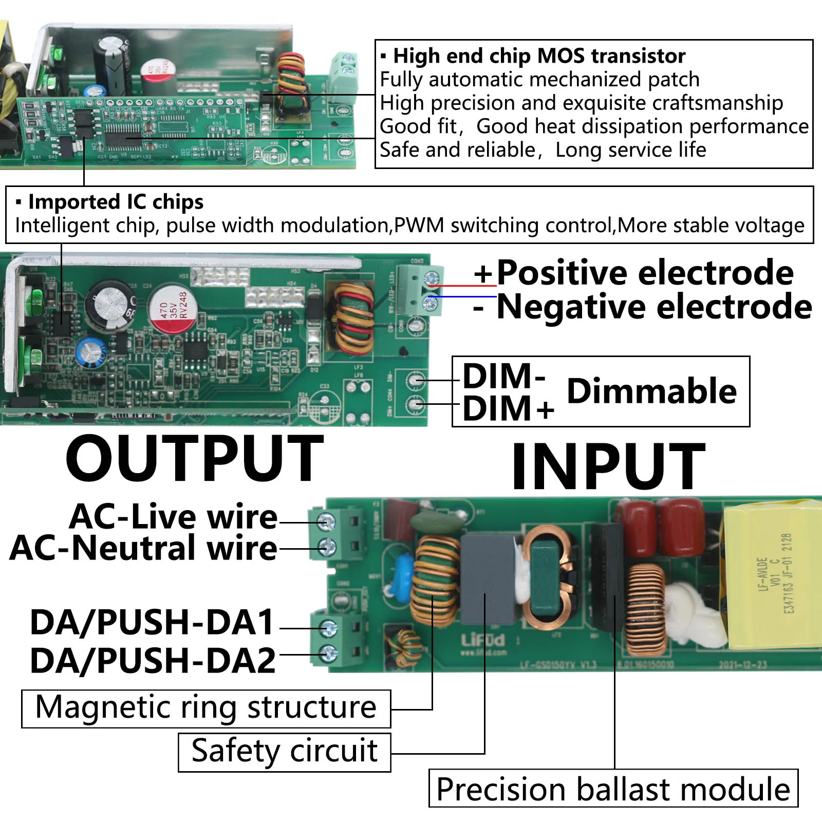 150W DC24V No Flicker Lifud LED Driver AC220-240V Power Supply Lighting Transformers LTECH DALI CC Dimming Driver for LED Strip