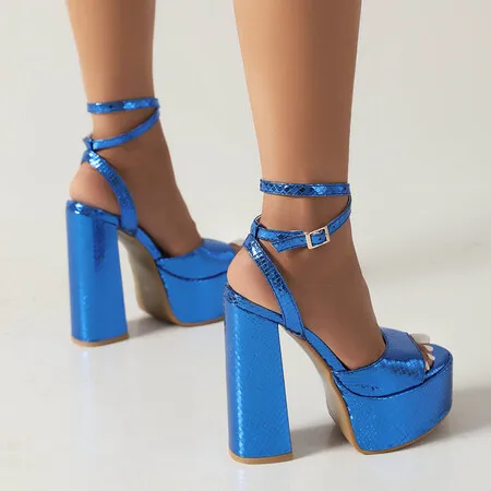 Big size Oversize Large size sandals for women and ladies Thick soled thick heeled super high heeled sandals banquet wedding