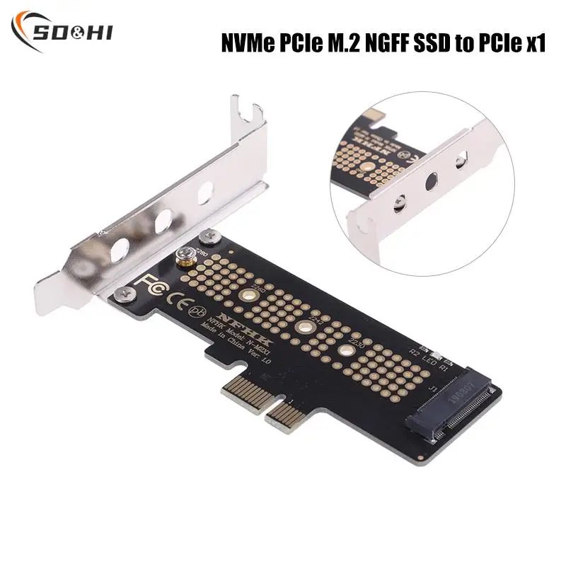 

1pc NVMe PCIe M.2 NGFF SSD To PCIe X1 Adapter Card PCIe X1 To M.2 Card With Bracket