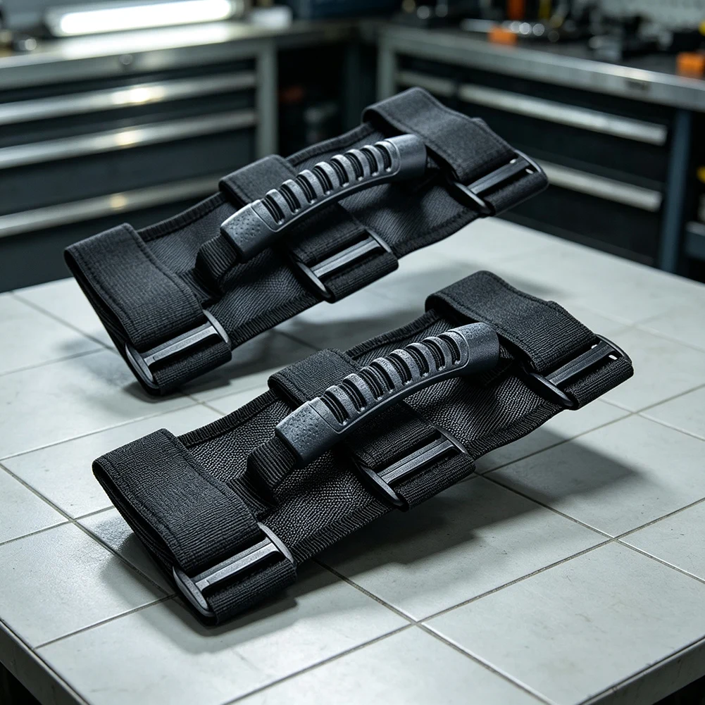 Doorless Driving Handle for Roll Bar Grab Handle Robust Metal Buckle Secure Comfortable Grip Black For Doorless Driving