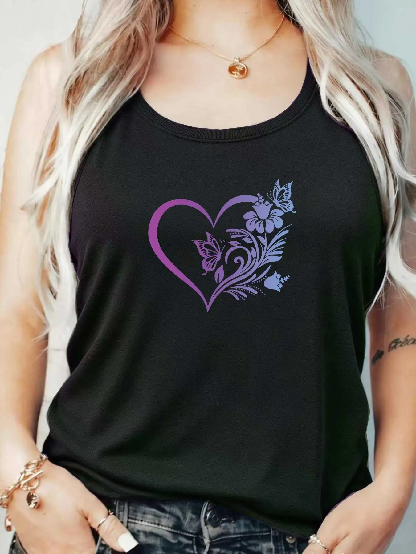 

Loose Fit Printed Pocket T-Shirt for Women with Ribbed Collar round Neck 1-8XL plus Size Comfortable Casual Vest