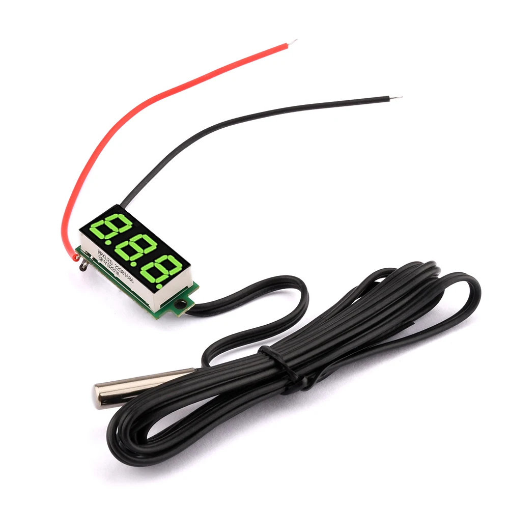 DC 4-28V LED Digital Thermometer Temperature Sensor Detector Waterproof NTC Metal Probe Blue/Green/Red/White/Yellow Display