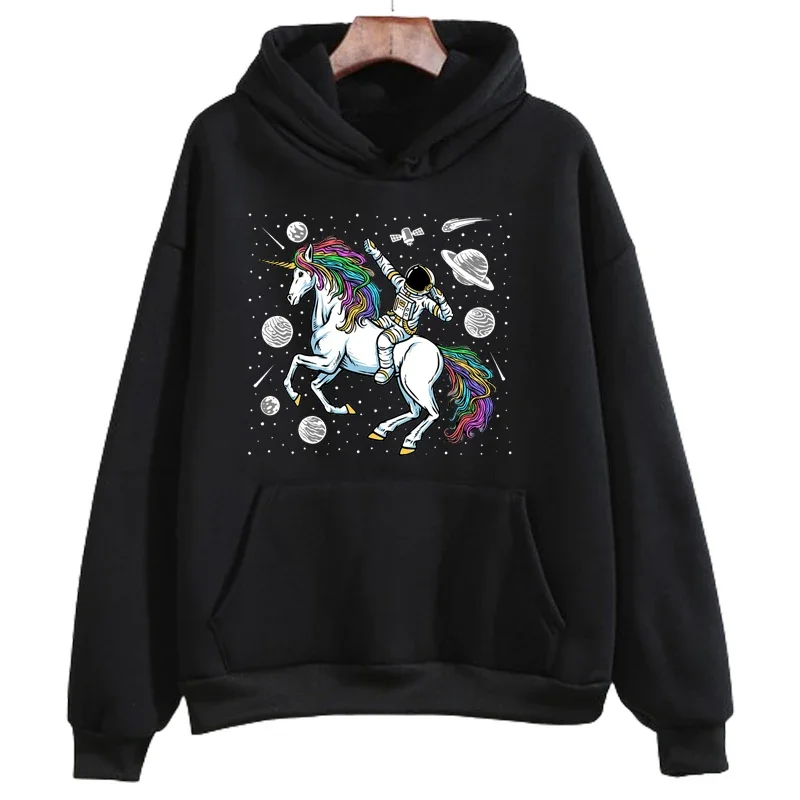 القمر سفينة الفضاء الكرتون نمط البلوز رائد الفضاء أغطية رأس مطبوعة ملابس الخريف المرأة عادية الشارع الشهير البلوز القمم