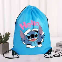 Lilo & Stitch tasche con coulisse Disney Tote Bag stampa carattere borse di grande capacità a tenuta stagna portatile Shopping zaino regali