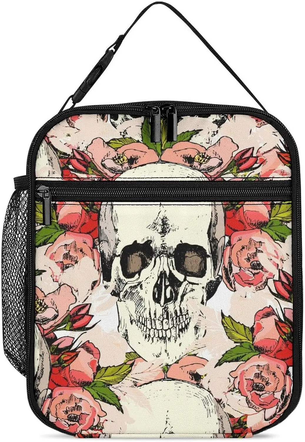 

Skull-hand-draw Large Double Insulated Cooler Lunch Bag for Women Men, Reusable Lunch Box for Office Travel Picnic, 27.5X20cm, S