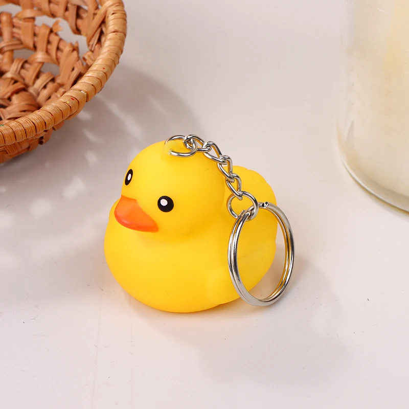 

Women Girls Handbag Decor Jewelry Accessories Lovely Cartoon Duck Keychain Animal Keyring Pendants For Car Key Holder