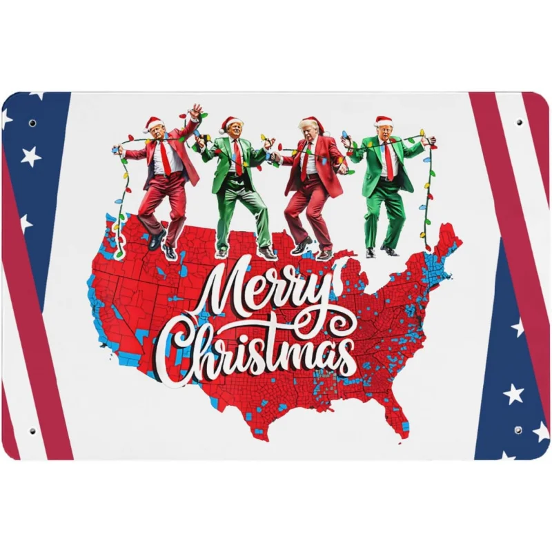 Marriage Santa Claus Trump 2024 election map iron logo men cave decoration 30x20x2cm