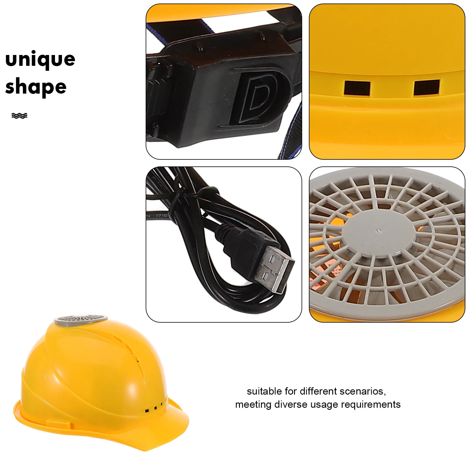 Hood with Fan Construction Hat Sun Protection Gear Plastic Hard for Safety Cooling Home Improvement Work