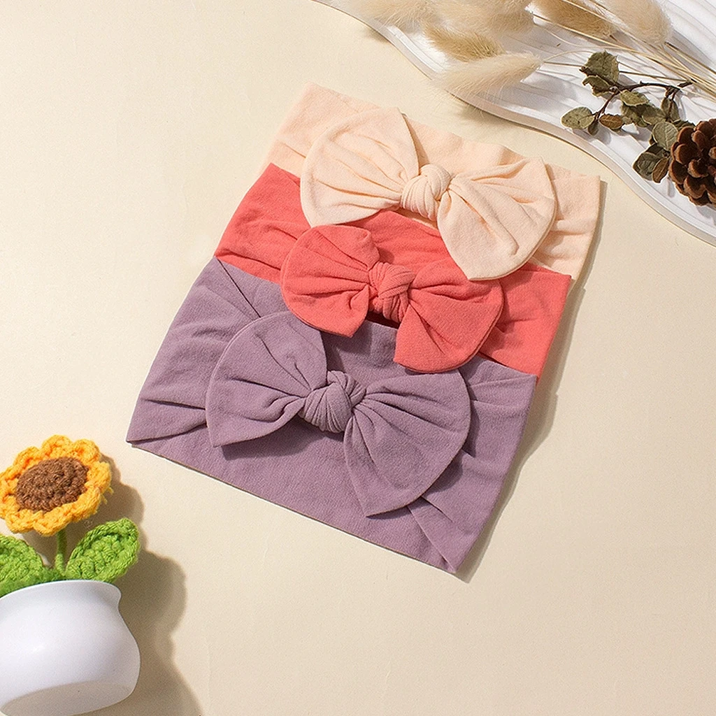 

3pcs/set Headbands for Kids Hair Accessories Newborn Nylon Turban Bow Tie Headband Set Baby Girls Top Bowknot Hairband Headwraps