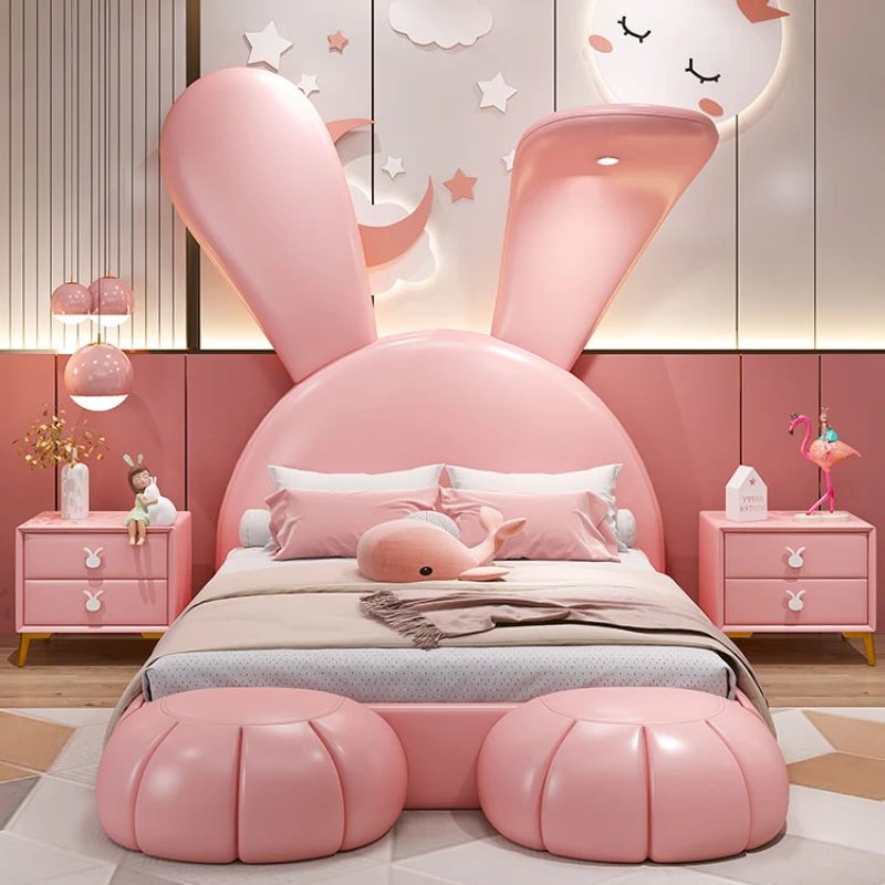 Animal Shape Childrens Double Bed Girls Pretty Light Luxury Bed Kids Princess Cama Infantil Furniture Home