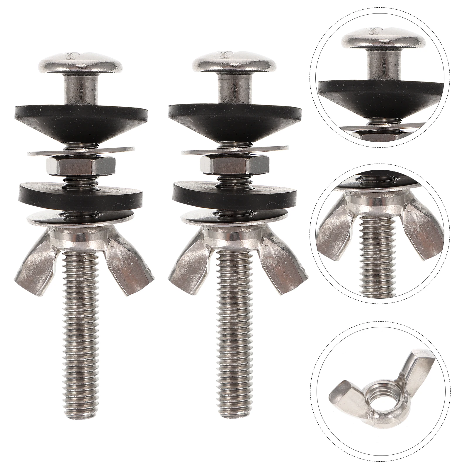 

2 Sets Toilet Tank Bolts Screws Hinge Mounting Toilet Seat Bolts Stainless Steel Replacement Parts Accessories