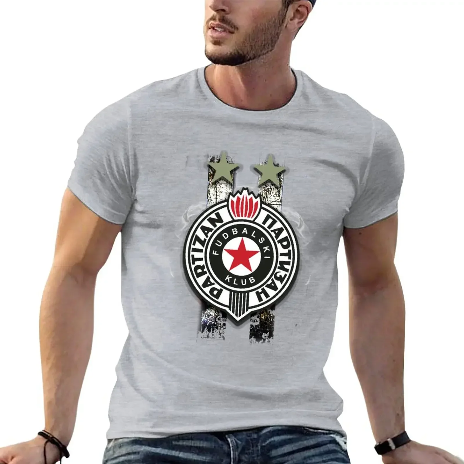 Partizan Beograd T-Shirt heavyweights anime Short sleeve tee men 2024 new arrival summer manga style round neck cotton for men image 3