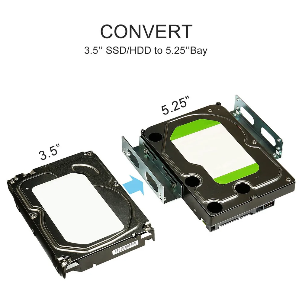 1Pair 3.5 inch HDD bracket Floppy Adapter Hard Drive Caddy Bay For SSD M.2 HDD Holder 3.5 to 5.25 Conversion Galvanized Frame