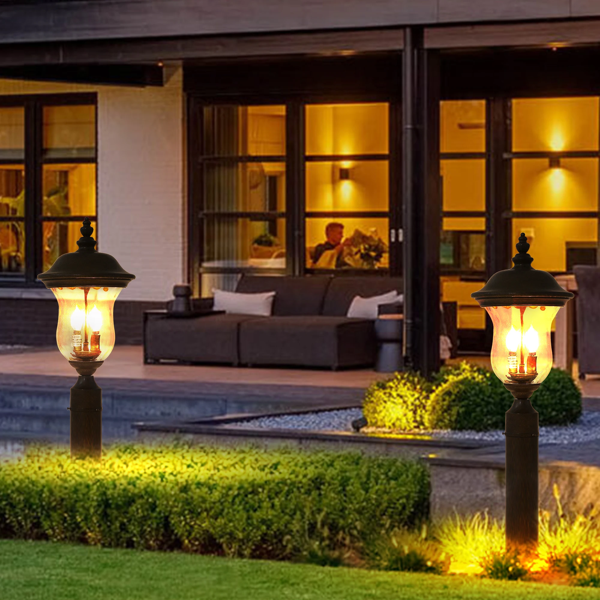 Grande arandela externa, lanternas externas pretas de 21 polegadas à prova d'água para controle de interruptor de varanda de garagem frontal