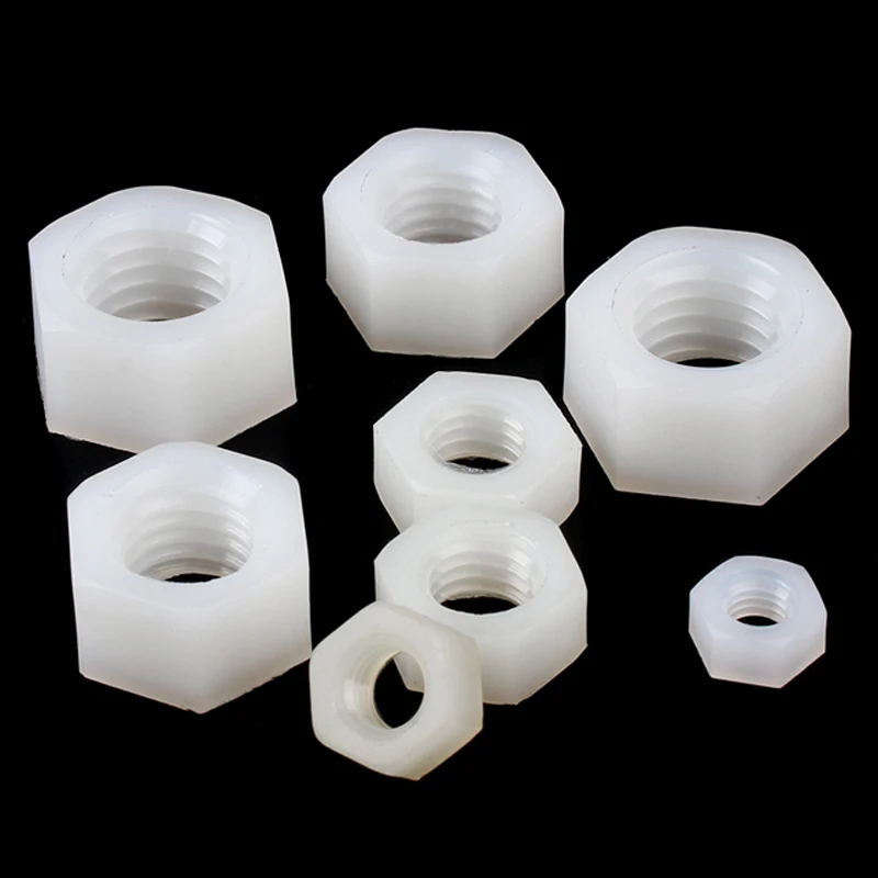5~50Pcs PA66 Nylon Hex Nut Hex Metric Thread Nut Plastic Nut White Black Transparent Lock screw cap M2 M2.5 M3 M4 M5 M6M8M10~M20 image 2