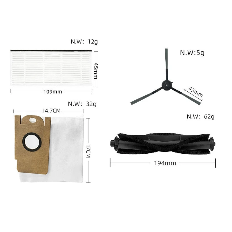 Main Brush Mop Cloth Hepa Filter Dust Bag Spare Parts For Xiaomi Lydsto R1 / Lidstro S1 Robot Vacuum Cleaner