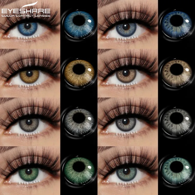 EYESHARE 2 Stück farbige Kontaktlinsen für Augen, graue Kontaktlinsen, grüne farbige Pupillen, Make-up, natürliche Pupillen, kosmetische blaue Linsen
