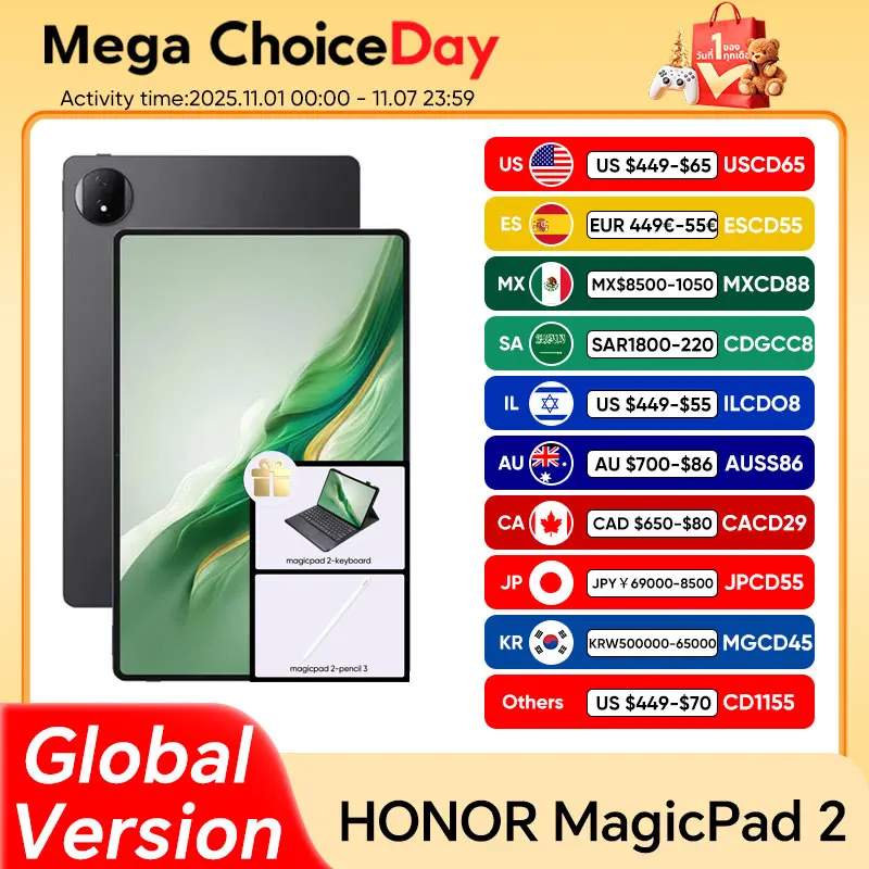 Global Version Honor Tablet MagicPad 2 12.3 inch 3K OLED 144Hz Display Snapdragon 8s Gen 3 Processor 10050mAh Battery 66W Wired