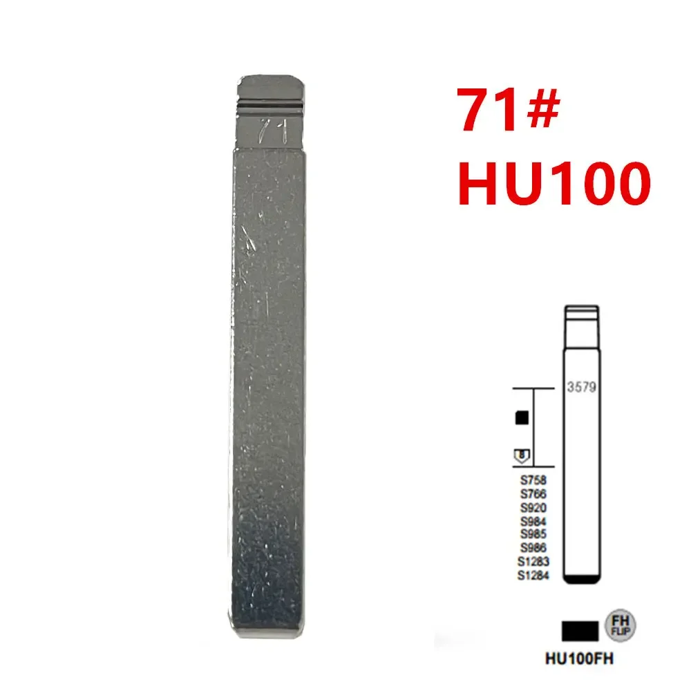 

10шт 71 # HU100 HU100FH металлический необрезанный пустой откидной лезвие дистанционного ключа для Opel Chevrolet, Buick для Keydiy KD Xhorse VVDI JMD пустой ключ