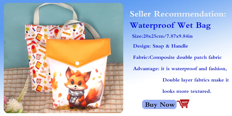 Babyshow 25 x 35 cm Wickeltasche, zwei Reißverschlüsse, Wetbag, wiederverwendbar, wasserdicht, Cartoon-Bär, Einhorn-Druck, nass-trocken, Babytasche mit Griff – Detail 1