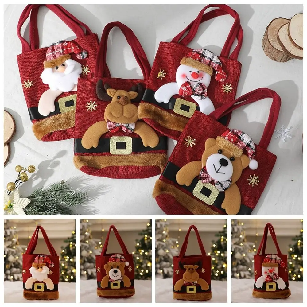 

Lovely Gift Pouch Christmas Present Bags Santa Elk Gift Plush Bag Cartoon Cute Candy Bags Party