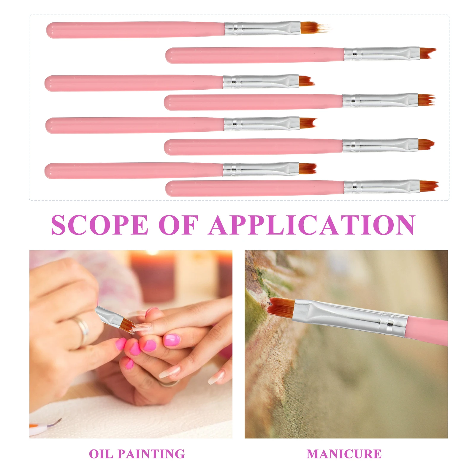 

8pcs Art Brush Pens Sturdy Nylon Long Handle Petal Design French Tips Dotting Painting Tool For Diy Drawing Pen Nail Painting