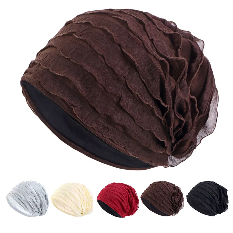 Muslim Comfort Softness Turban Fashion Chemo Beanies Solid Color Cap Hats Women Femme Bonnet Hijab Headwrap Headwear