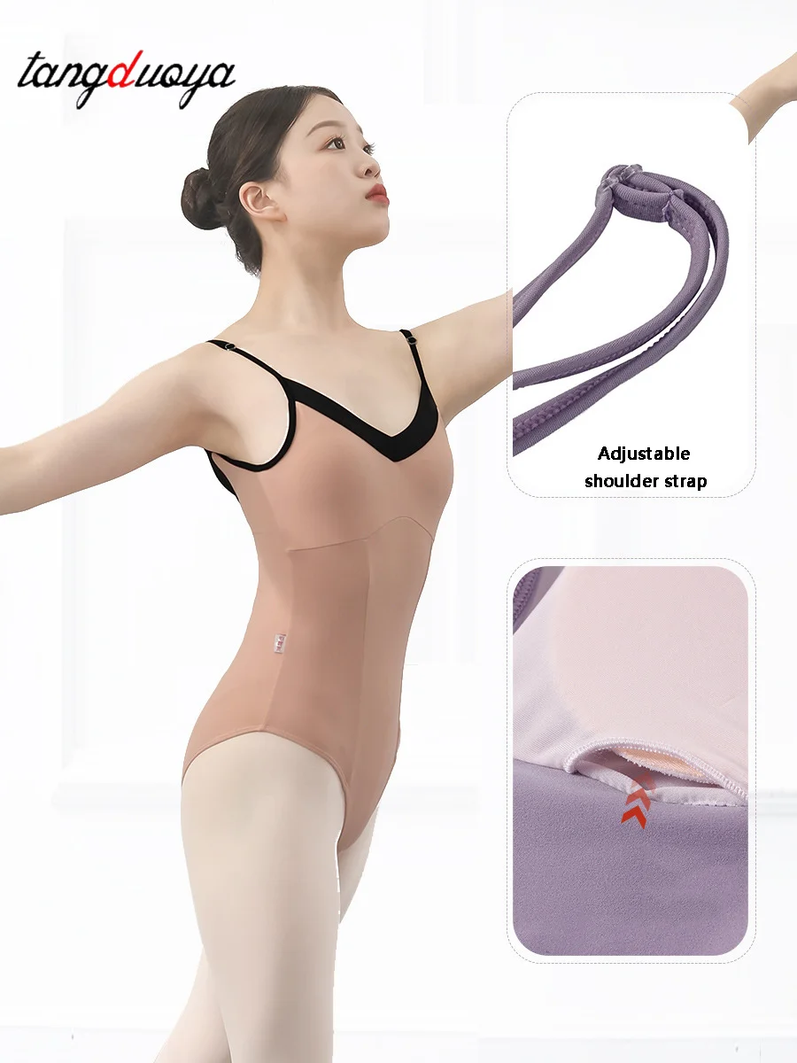 Ballet Leotards for Women Camisole Dance Leotards Adjustable Straps Sleeveless Dancing Ballet Bodysuit Adult Gymnastics Leotard