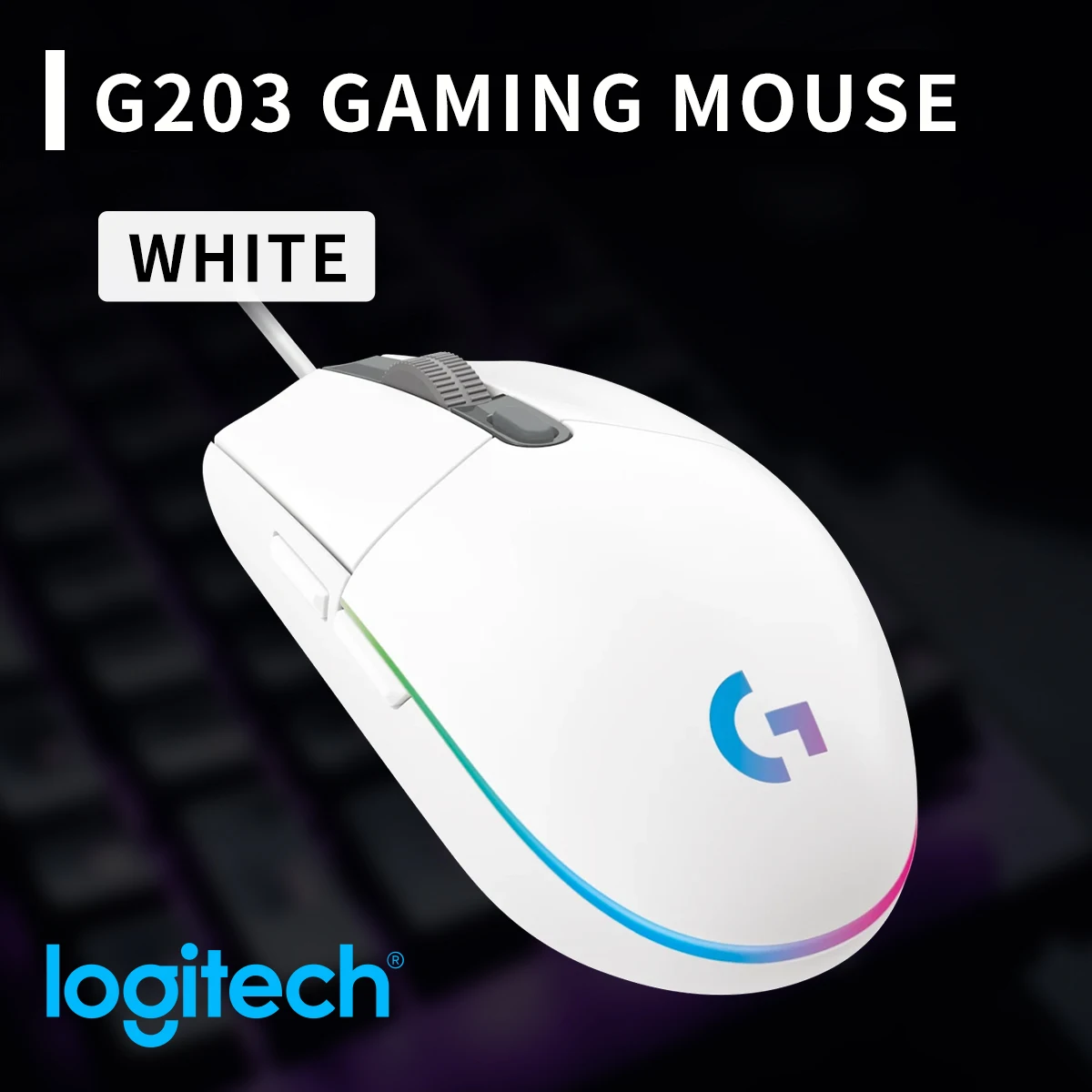 Logitech G203 Wired Mouse, Ergonomic Optical Build, 8000 DPI, 16.8M RGB ...