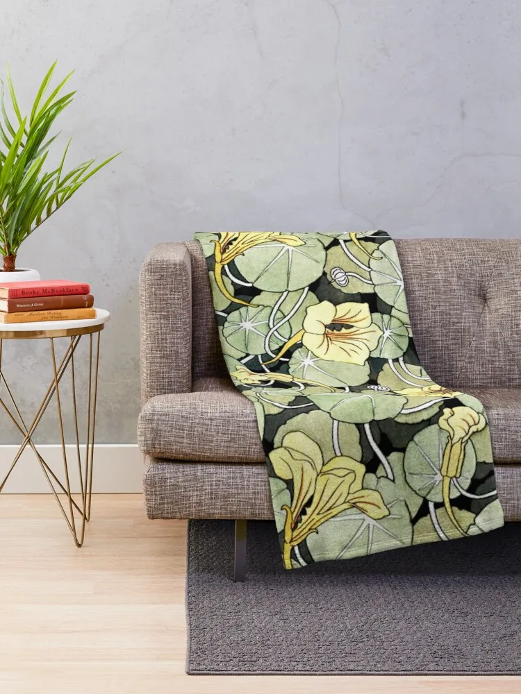 Trumpet Flower Pattern by Maurice Pillard Verneuil Throw Blanket Heavy Luxury Plaid on the sofa Blankets