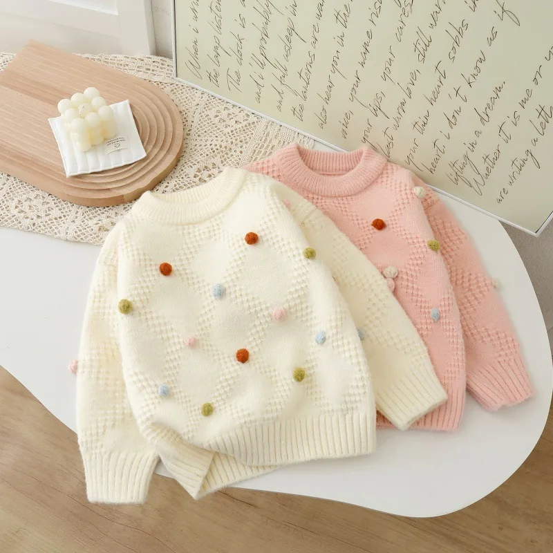 

Girls Knitted Sweaters Spring Autumn 2025 Children Woolen Jersey Tops Clothing For Baby Girl Outerwear Kids Pullover Outerwear 6