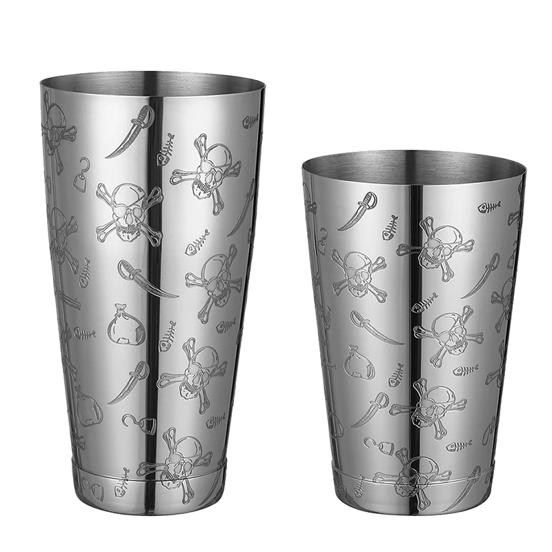Stainless Steel Boston Shaker Bar Shaker with Different Surface Finish -2 Piece Cocktail Shaker, 15-Ounce and 25-Ounce