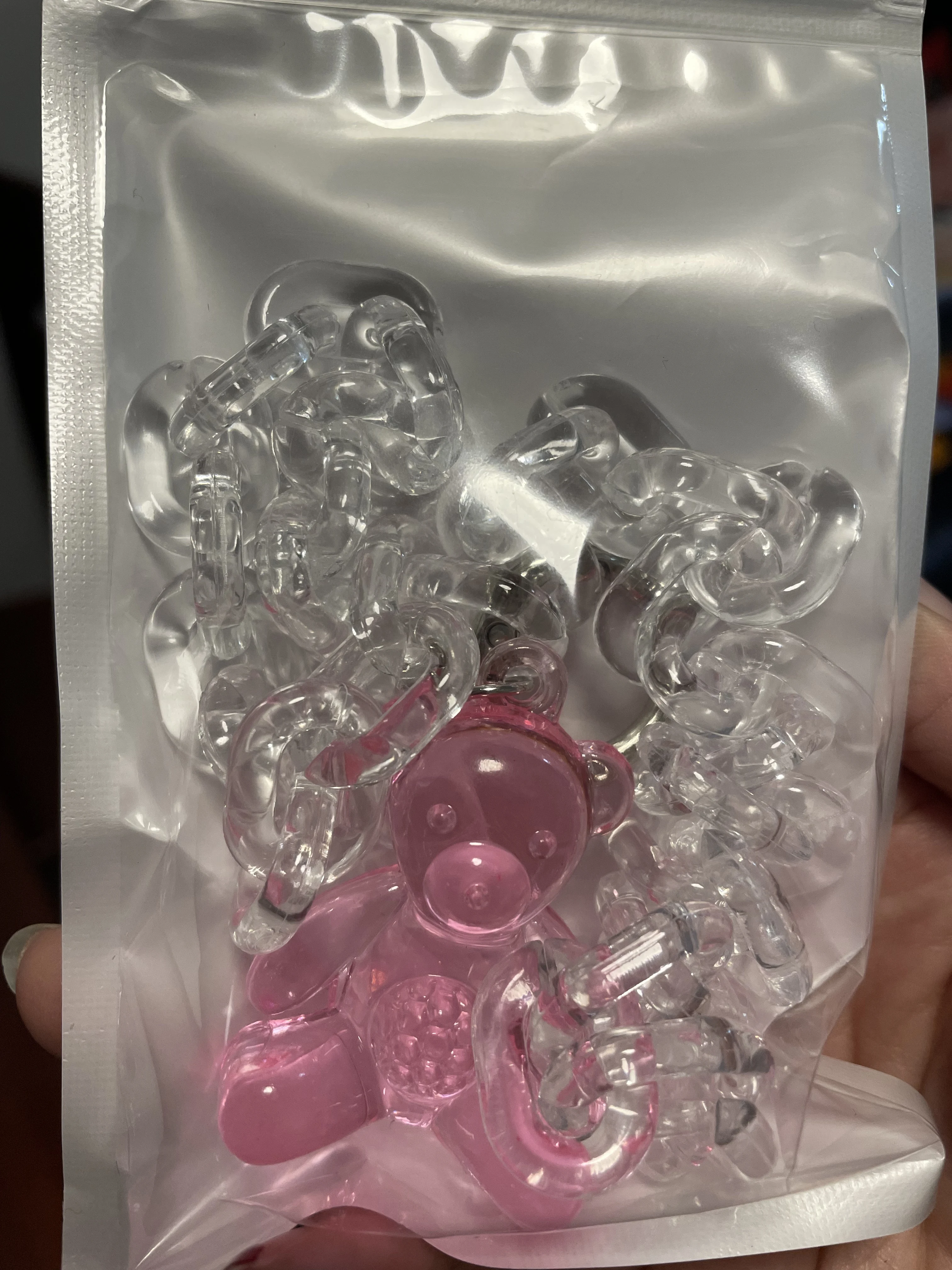Punk Fashion Cute Transparent Bear Pendant Necklace Personalized Acrylic Chain Cute Small Bear Clavicle Chain for Women Girls