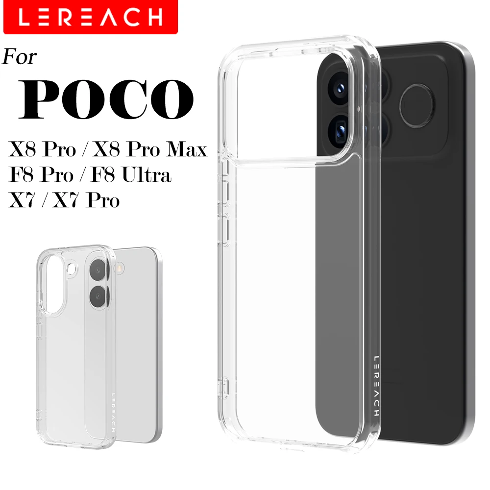 Lereach Für Poco X8 Pro Max F8 Ultra F8 Pro X7 Pro Transparente Kristall-Handyhülle TPU+Acryl Stoßfeste Schutzhülle