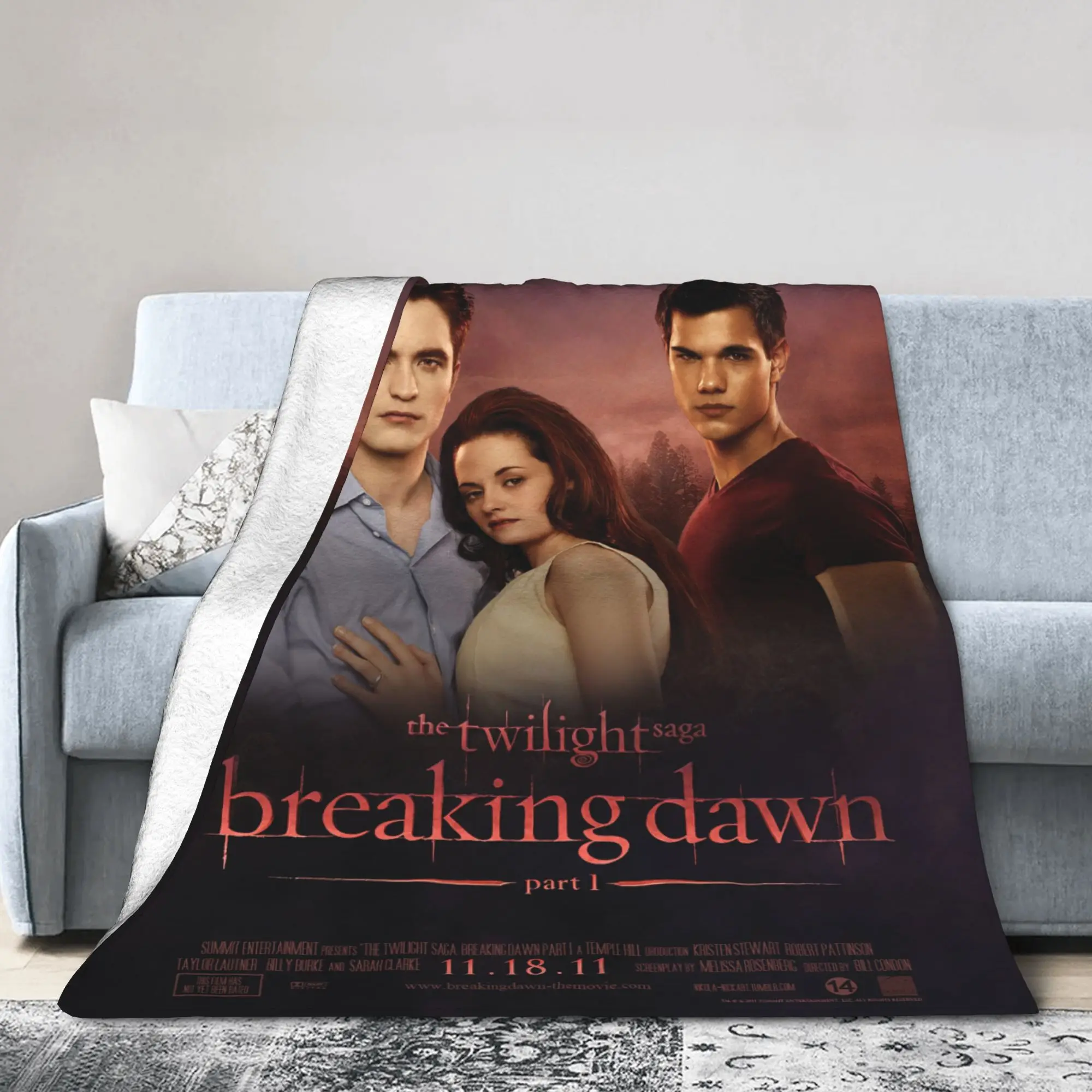 Edward Bella Jacob Black Blankets The Twilight Saga Breaking Dawn Movie Fleece Awesome Warm Throw Blanket for Home Summer,