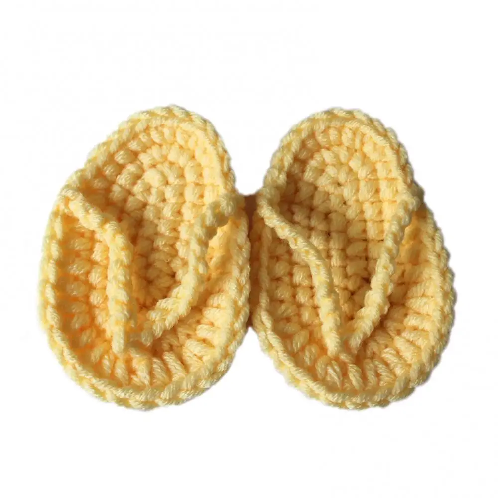 Newborn Baby Slipper Solid Color Mini Knitting Crochet Flip-Flops Infant Slippers Photo Props Shoe