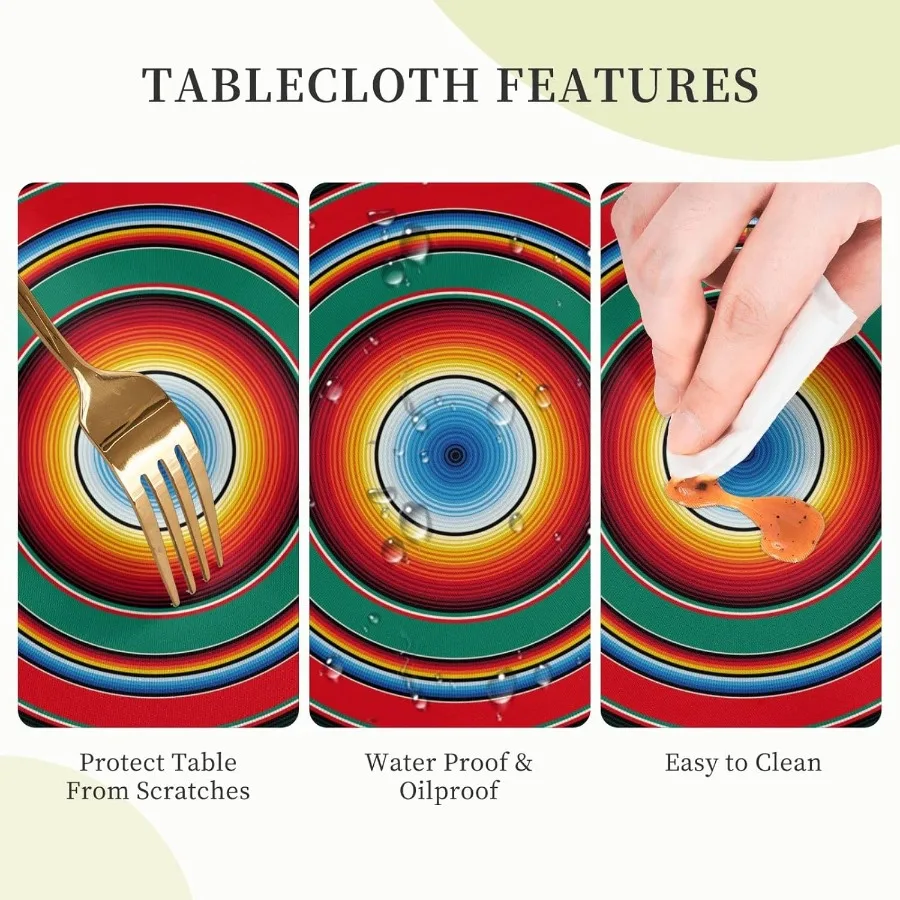 Selimut Meksiko Serape Mantel Mexicano Berwarna-warni Tahan Air Taplak Meja Bundar Dekorasi Kain 60 Ih Circular Tab